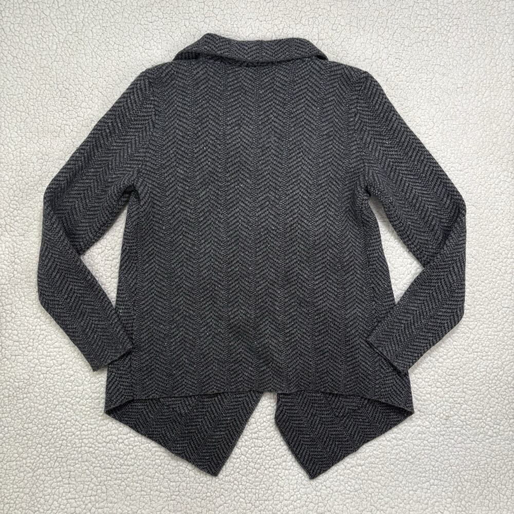 Lauren Ralph Lauren‎ Womens M Wool Blend Open Front Cardigan Herringbone Draped - Picture 4 of 6